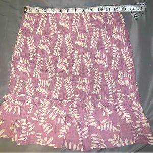 Lush Cotton Ruched Light Purple and White Floral Mini Skirt in Size Medium